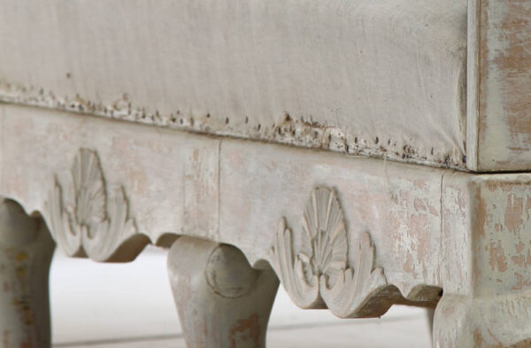 Swedish rococo style sofa with back and side cushions