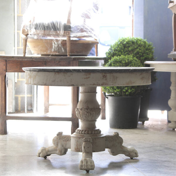 Gueridon Pedestal Table with Richly Veined Marble Top