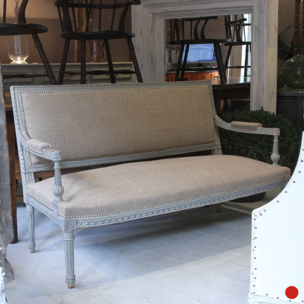 Louis XVI French sofa with muted linen