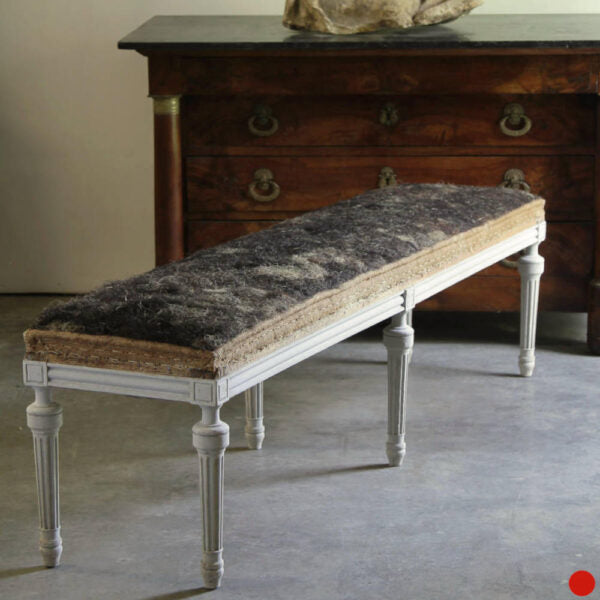 Period upholstered bench with reeded leg