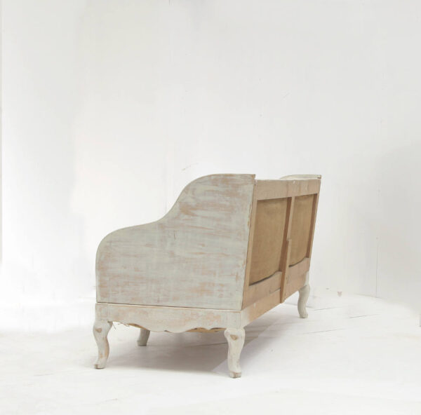 Swedish rococo style sofa with back and side cushions
